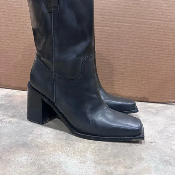 🖤 Matisse Black Leather Block Heel Western-Style Ankle Boots – Size 7 - Picture 2 of 6